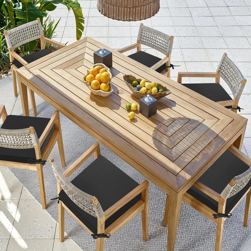 Summsun Outdoor Chair Cushions Set of 6: Waterproof & Fade Resistant Seat Cushion for Patio Furniture - 19 x 19 x 2 Inch Chair Pads with Ties and Hidden Zipper - Patio Chair Cushion Replacement, Black - Image 2